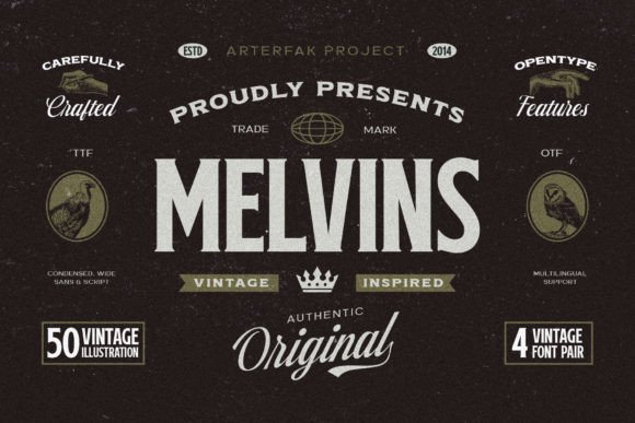 Melvins: A Vintage-Inspired Font Collection for Timeless Design