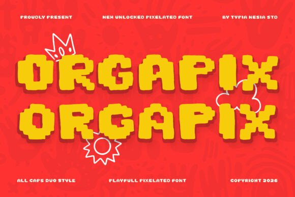 Orgapix: Playful Pixel Font for Retro & Cartoon Design